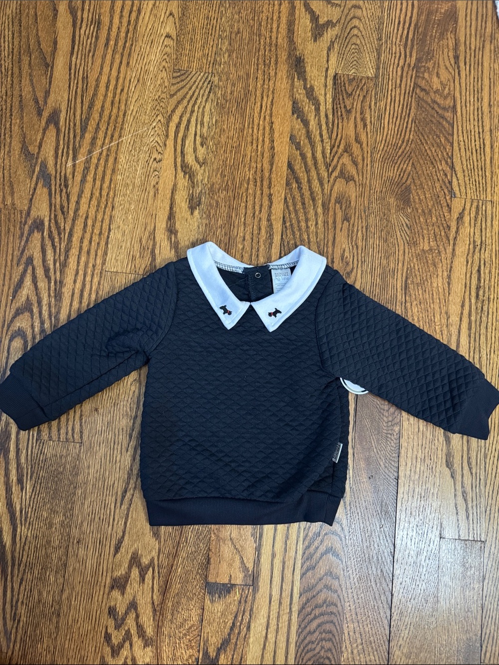 Badgley Mischka Toddler Quilted Pullover Scottie Collar 12-18M Black